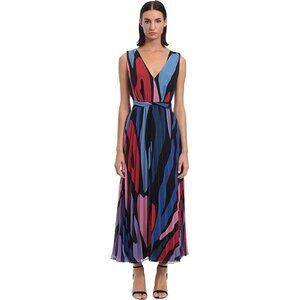 DONNA MORGAN PLEATED CHIFFON MAXI DRESS